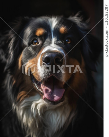 Portrait of a happy een gelukkige Berner berghond Portrait of a happy een gelukkige Berner berghond 130182297