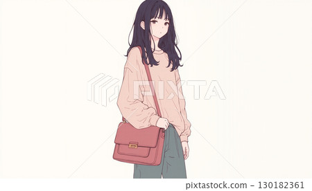 A woman with a bag 130182361