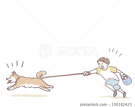 一隻會跑的狗和一個小男孩 一隻會跑的狗和一個小男孩 130182423