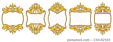 Set of frames in baroque style. Decorative curling plant. 130182503