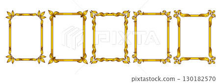 Set of frames in baroque style. Decorative curling plant. Set of frames in baroque style. Decorative curling plant. 130182570