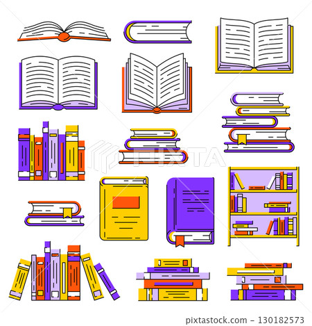 Set of book icons. Images for education and school. Set of book icons. Images for education and school. 130182573