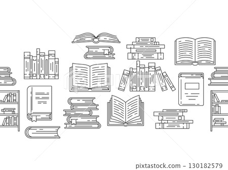 Pattern with books. Image for education and school. 130182579