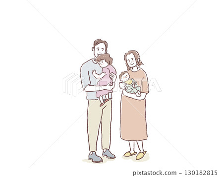 A woman holding a baby and a man holding a young child (family) A woman holding a baby and a man holding a young child (family) 130182815