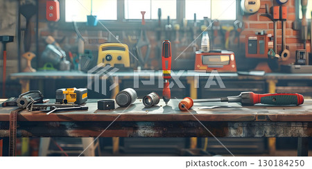 Instruments for repair and maintenance background, Happy Labor Day - Ai Generated 130184250