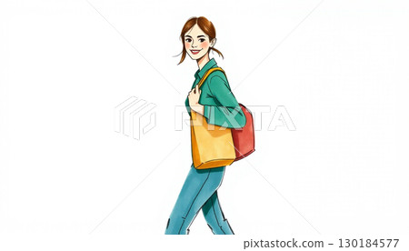 Young woman with a bag 130184577