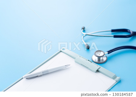 Blue stethoscope and binder Blue stethoscope and binder 130184587