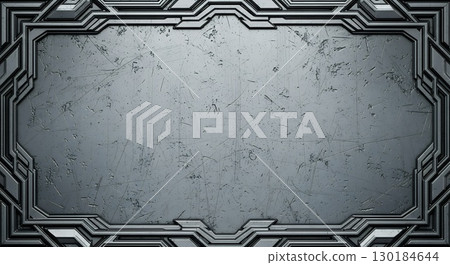 強大的鋼裝飾框架、技術和軍事主題的標題背景 130184644