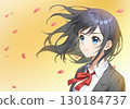 櫻花飄舞中追夢的女孩－水墨畫 130184737