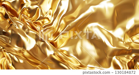 Gold background with water drops. Golden background with gold splashes - Ai Generated 130184872