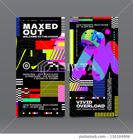 Creative Digital Illustrations in a Maximalist Style Vertical Banner Collection Creative Digital Illustrations in a Maximalist Style Vertical Banner Collection 130184906