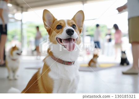 領養活動中微笑的柯基犬 領養活動中微笑的柯基犬 130185321