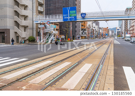 Tram tracks that are an integral part of the lives of the people of Hiroshima, Japan Tram tracks that are an integral part of the lives of the people of Hiroshima, Japan 130185560