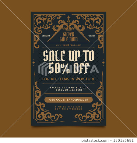 Gold and Black Baroque Poster 130185691