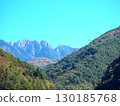 Autumn mountain ranges seen from the mountains covered in autumn leaves 130185768