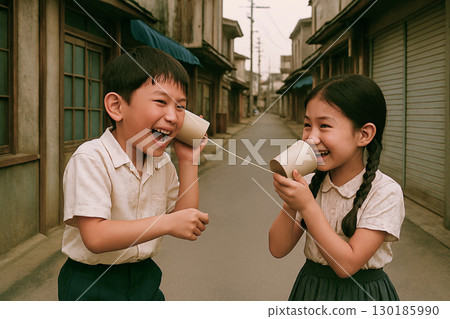 Scenes from the Showa era: Tin can telephone 130185990