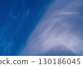 A background of blue sky with blurred particles of clouds or other components in the upper atmosphere flowing in the wind. Displacement, passage of time, abstract manifestations 130186045