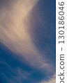 Vertical landscape: A background of blue sky with blurred particles of clouds or other components in the upper atmosphere flowing in the wind. Displacement, passage of time, abstract manifestations 130186046