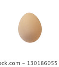 Single Natural Chicken Egg Light Brown Color Isolated On White Background In Standing State. Blank for artwork, mockup 130186055