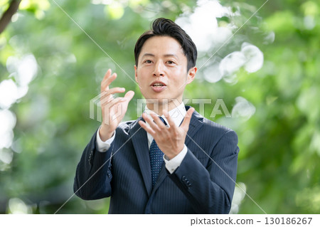 Business man fresh green interview Business man fresh green interview 130186267
