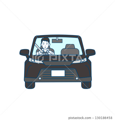 駕駛,一名男子駕駛汽車的插圖 駕駛,一名男子駕駛汽車的插圖 130186458