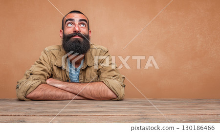 Man waiting for inspiration - imagination and curiosity concept 130186466