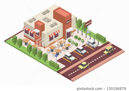 Isometric fire station Isometric fire station 130186879