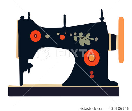 Vector isolated illustration of retro sewing machine 130186946