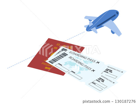 Passport and airline ticket illustration 130187276
