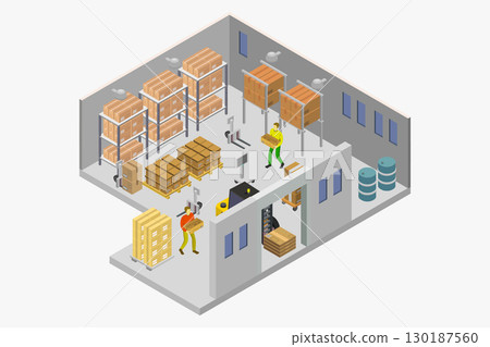 Isometric warehouse 130187560