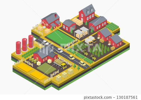 Isometric Farm - Stock Illustration [130187561] - PIXTA
