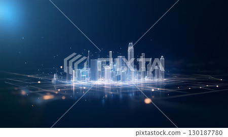 城市藍圖線條畫 130187780