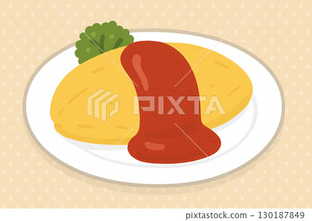 可愛的煎蛋飯插圖 130187849