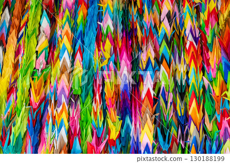 Thousand origami cranes wishing for peace 130188199