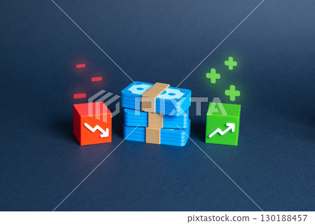 Debit credit. Income and expenses. Accumulation of capital and savings, bookkeeping, personal finance, wealth management, cash flow, financial planning 130188457