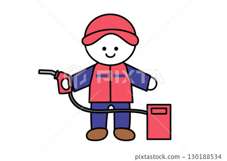 加油站工作人員的變形人物插圖 130188534