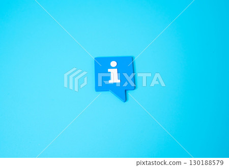 Information symbol. Information reference, FAQ, customer help, support service, user guide, knowledge base, data access, quick answers for visitors and clients 130188579