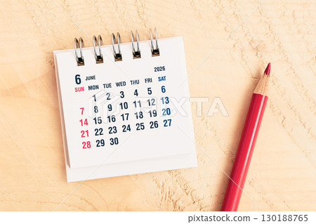 2026年6月日曆及紅鉛筆6月活動日曆 130188765