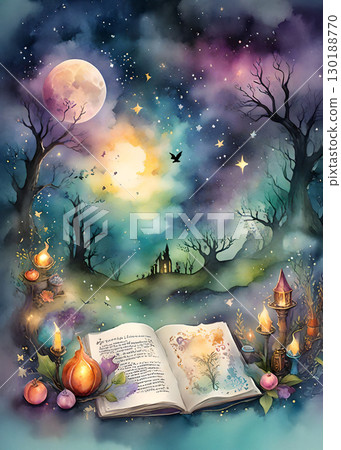 Spooky Halloween background with Halloween pumpkins 130188770