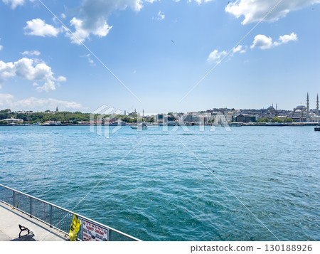 Scenic view of the Sea of Marmara from the street of Istanbul. The photo conveys an atmosphere of tranquility, travel and discovery. Scenic view of the Sea of Marmara from the street of Istanbul. The photo conveys an atmosphere of tranquility, travel and discovery. 130188926