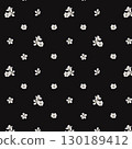 Seamless pattern with pear flowers on a black background. Watercolor illustration for juice packaging design, baby food, printing on posters, on fabric. 130189412