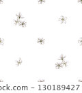 Seamless pattern with delicate pear flowers. Watercolor illustration hand drawn for packaging design, fabric printing, product design. 130189427