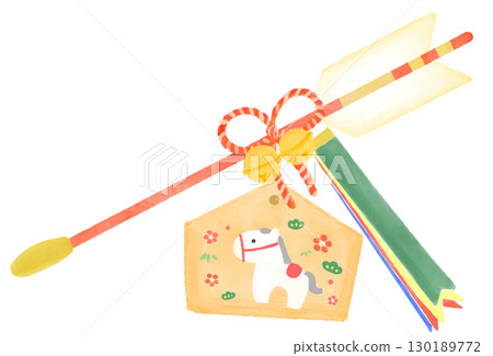 Watercolor Hamaya arrow for the Year of the Horse Watercolor Hamaya arrow for the Year of the Horse 130189772