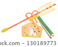 A hamaya arrow for the Year of the Horse drawn with watercolors on drawing paper 130189773
