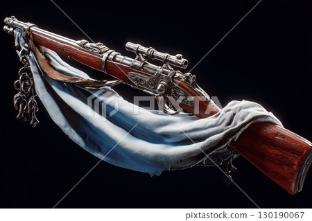 Ancient rifle, dark background 130190067