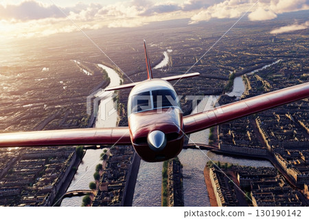 Red plane in the air. Red plane in the air. 130190142