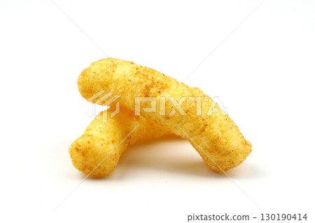 Puffed corn peanuts snacks isolated on white background. Puffed corn peanuts snacks isolated on white background. 130190414