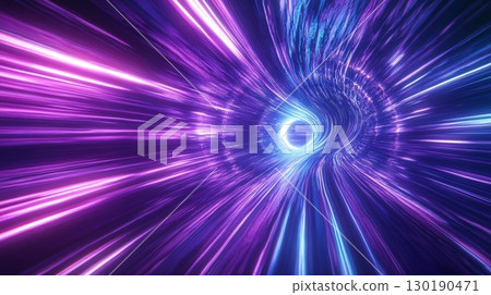 dynamic light effect with purple and blue rays, resembling the high-speed motion 130190471