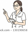 由一位戴眼鏡的女護士解釋的插圖 130190658