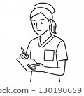 一位嚴肅的護士做筆記的插圖 130190659